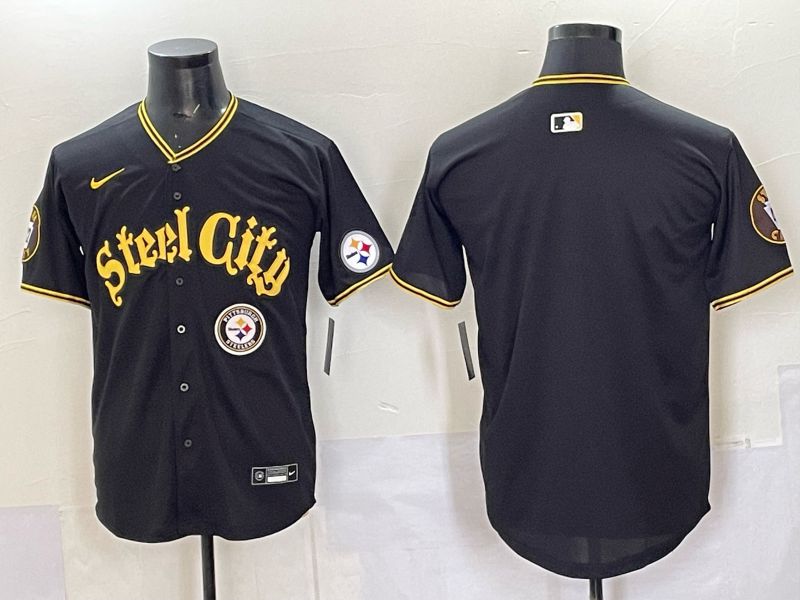 Men 2025 Nike Pittsburgh Steelers Blank Black Limited NFL Jersey style 0058